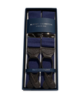 Bretels Blauw met bruine leertjes