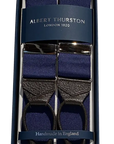 Bretels Blauw met bruine leertjes