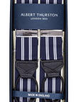 Bretels Navy Wit Dubbele Streep Zwarte Leertjes