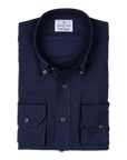 Overhemd Donkerblauw Twill Katoen/Cashmere