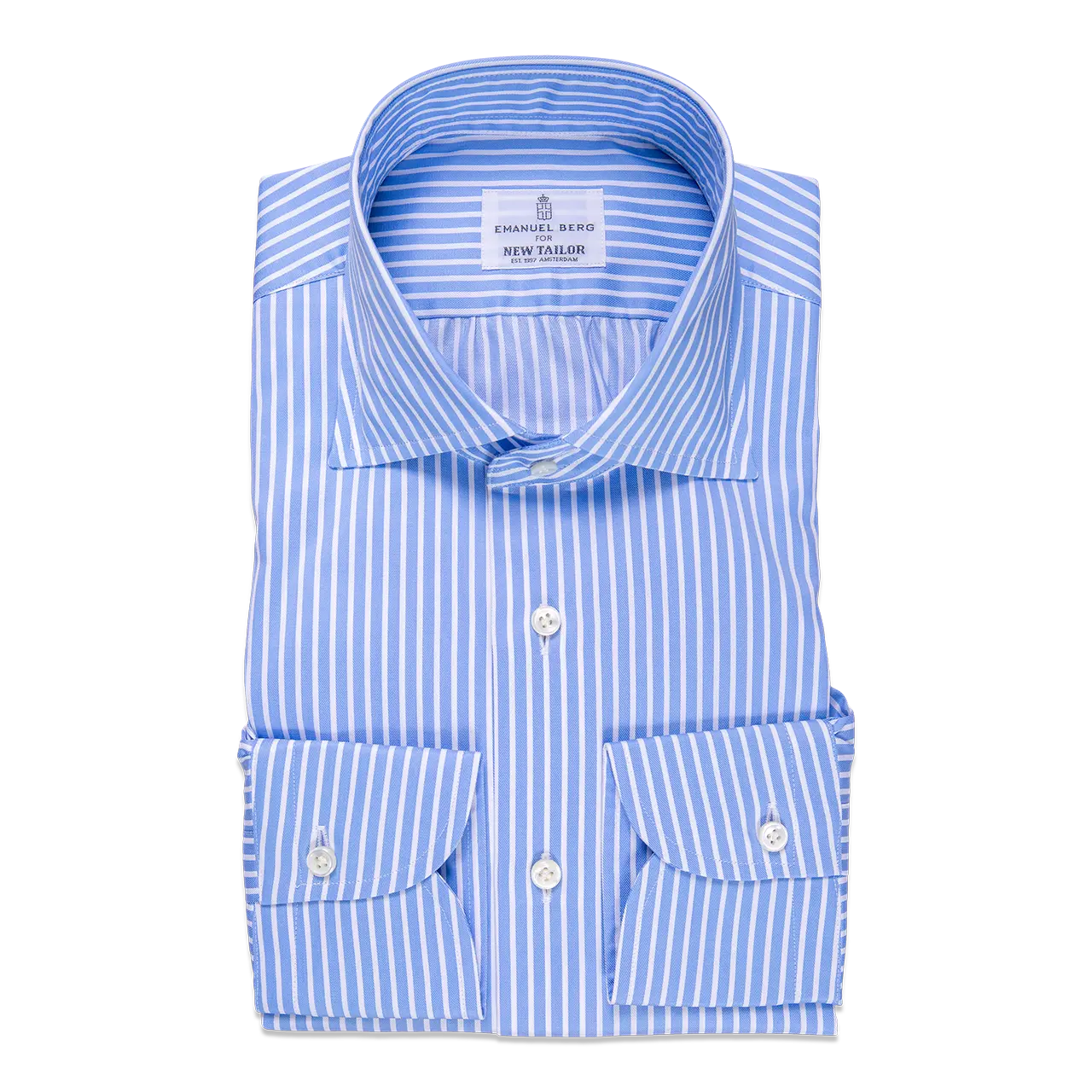 1303 Hemd aus blau gestreifter Twill-Baumwolle