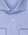 Overhemd Blauw Pinpoint Check Houndstooth Katoen