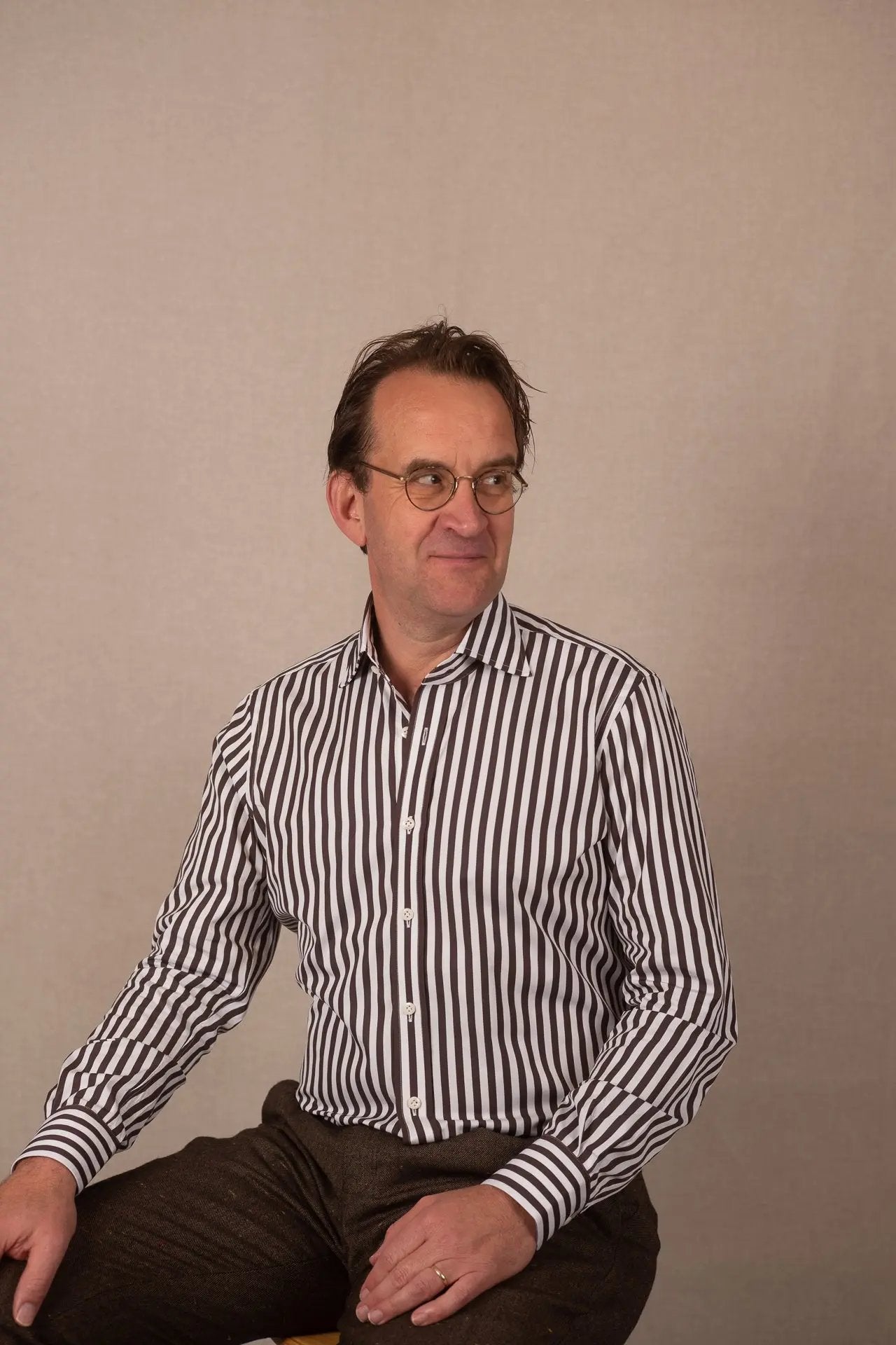 Maathemd Poplin bruin Emanuel Berg