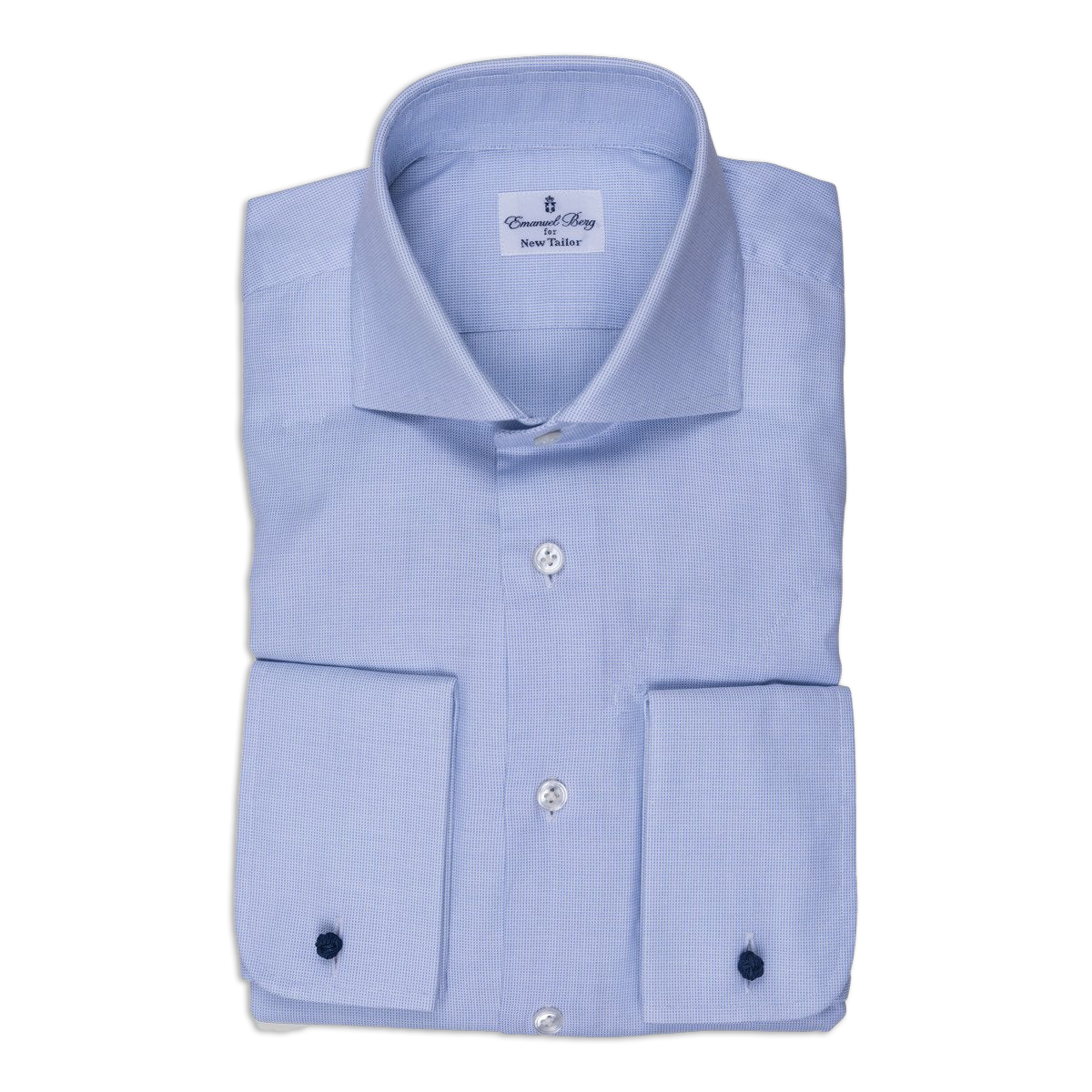 Emanuel Berg - Overhemd Blauw Pinpoint Check Houndstooth Katoen, Shirt | NEW TAILOR Webshop