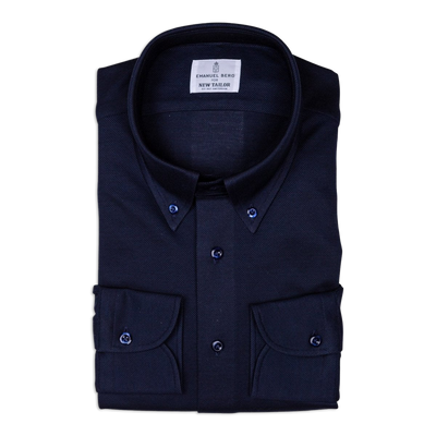 Emanuel Berg - Overhemd Donkerblauw Jersey Katoen, Shirt | NEW TAILOR Webshop