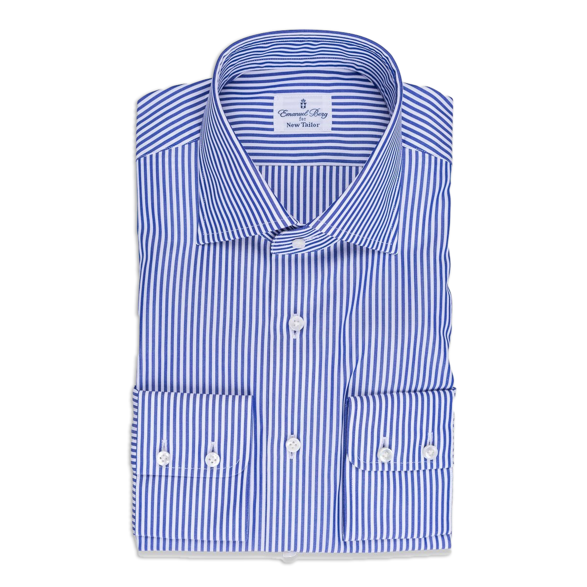Emanuel Berg - Overhemd Blauw Gestreept Poplin Katoen, Shirt | NEW TAILOR Webshop