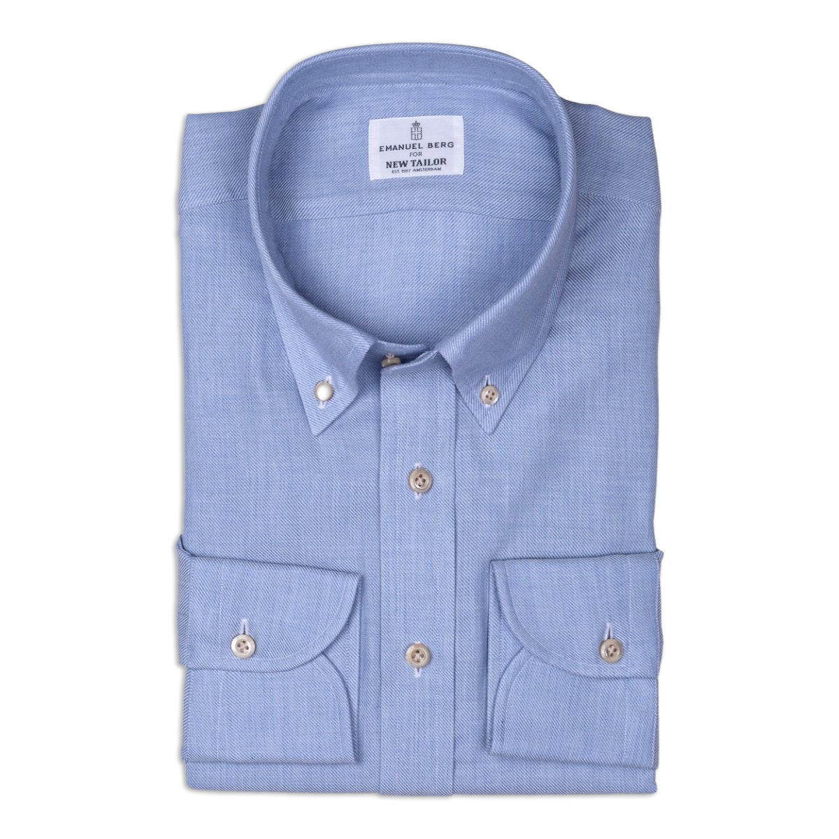 Emanuel Berg - Overhemd Lichtblauw Twill Katoen/Cashmere, Shirt | NEW TAILOR Webshop